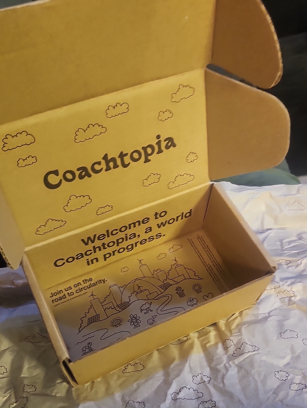 Coach Brown Coachtopia Branded Storage Box & 1pc Of Tissue Paper